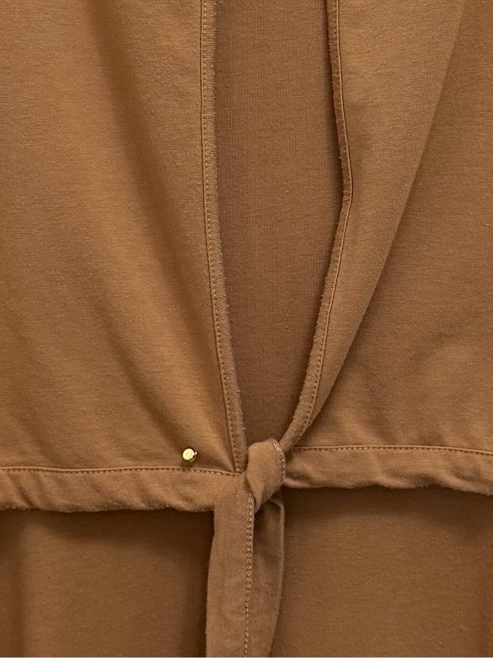 Cuyana Asymmetrical Overlay Dress Tie Back Organic Pima Cotton Camel Tan Size M - Picture 9 of 12